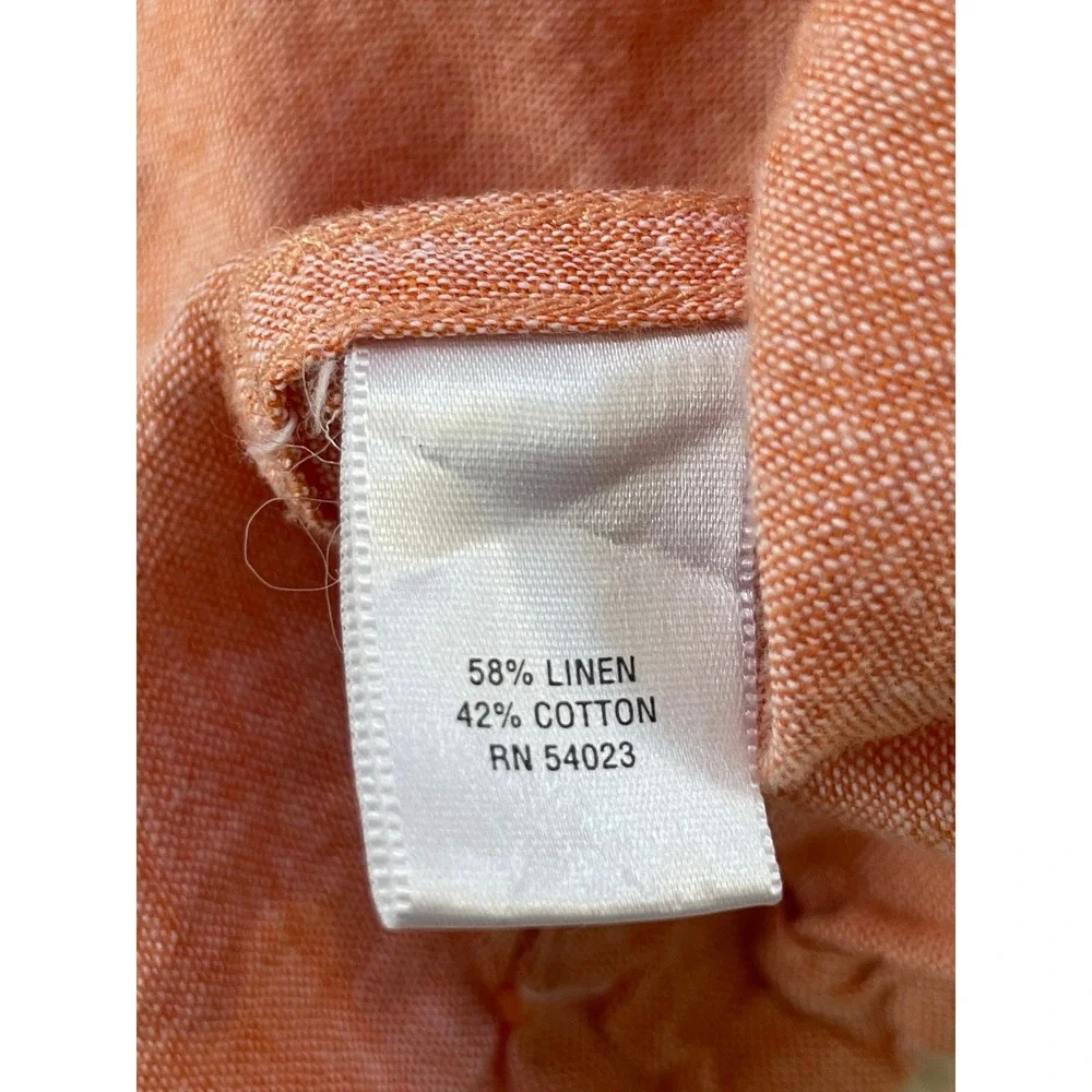 Banana Republic Mens Extra Large Button Down Shirt Coral Linen Cotton Blend